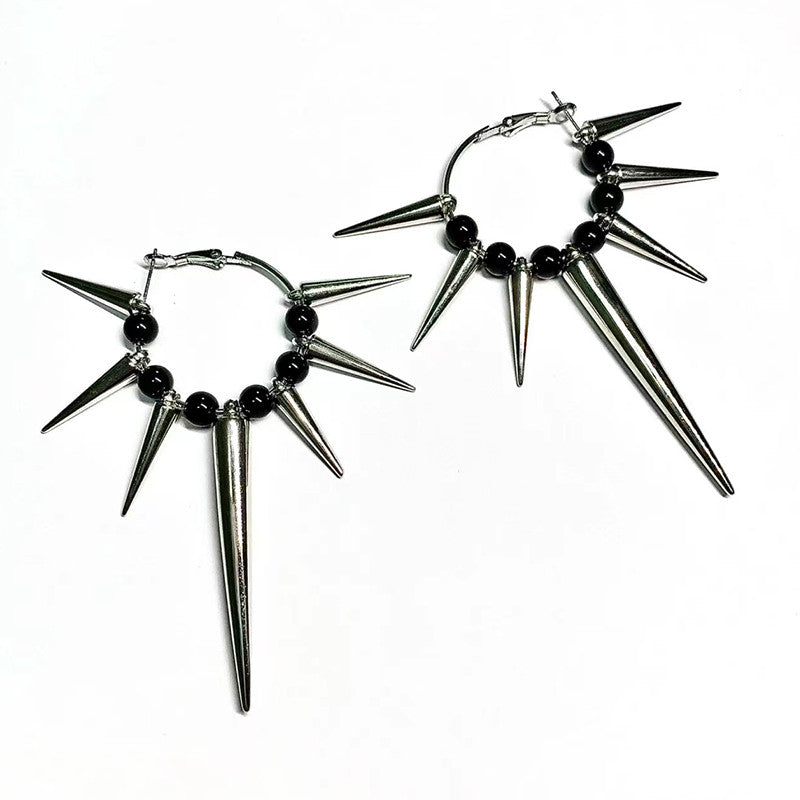 Punk Dark Spike Cone Geometry Earrings