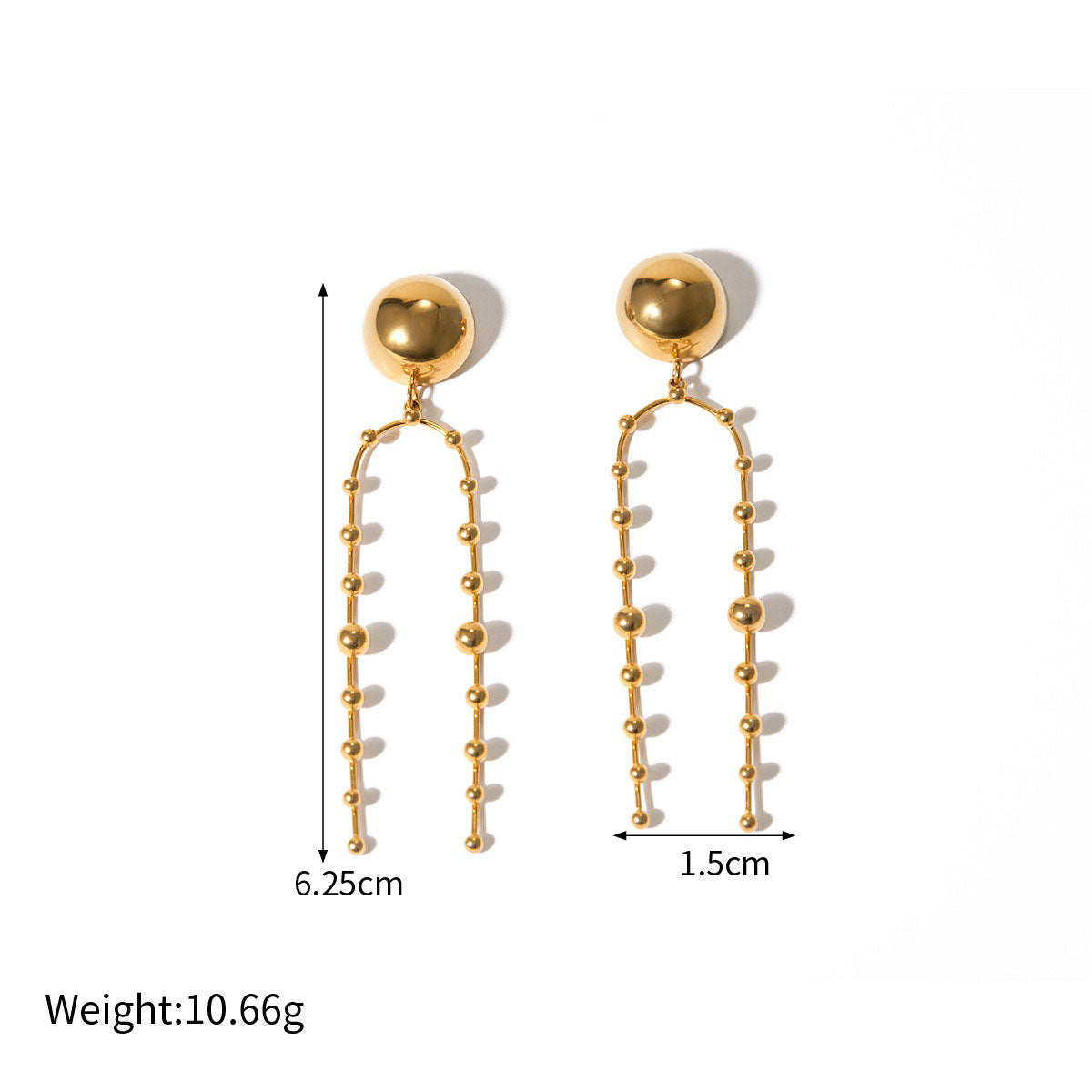 18k gold simple and elegant hemisphere with ball pendant design earrings