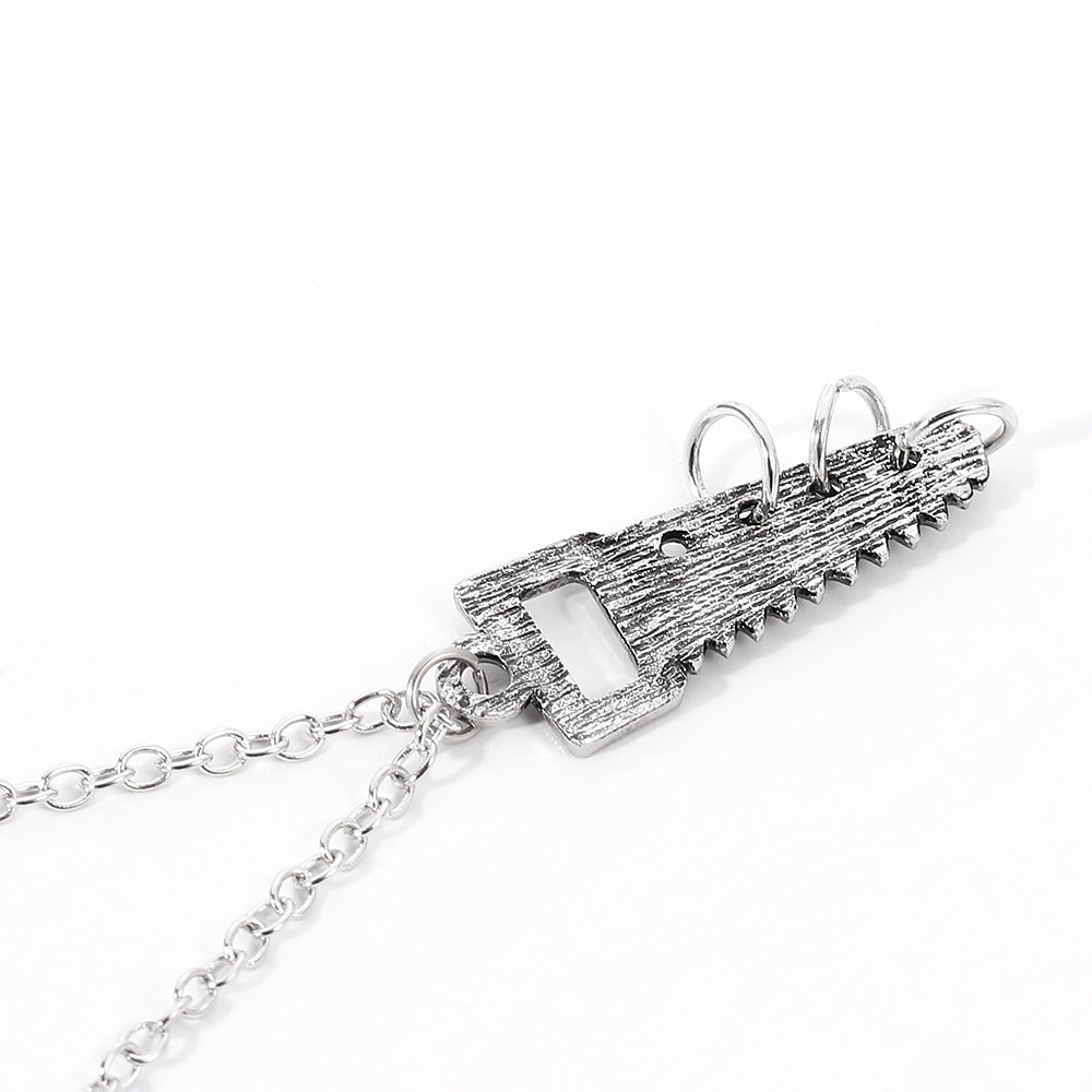 Streetwear Dark Charm Hand Saw Punk Style Necklace