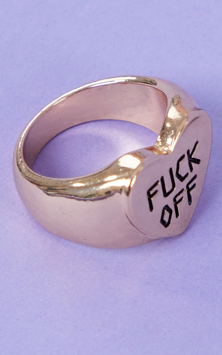 Gold F*ck Off Heart Ring