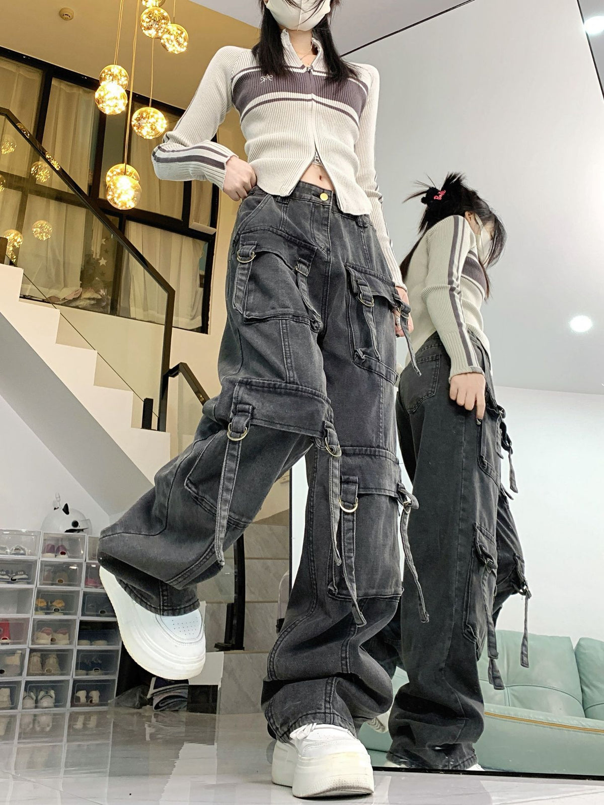 Street High Waist Loose Straight Pants