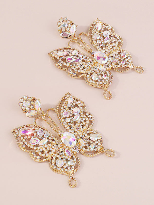 Butterfly Shaped Rhinestone Drop Earrings