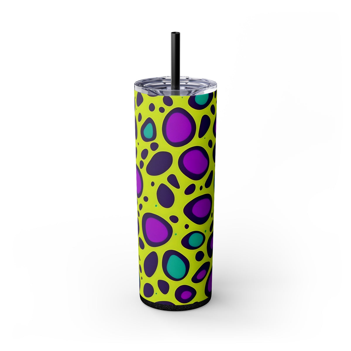 Neon Large Leopard Print Skinny Tumbler with Straw, 20oz