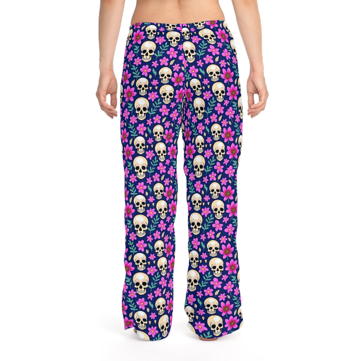 Floral Skull All Over Print Women's Pajama Pants