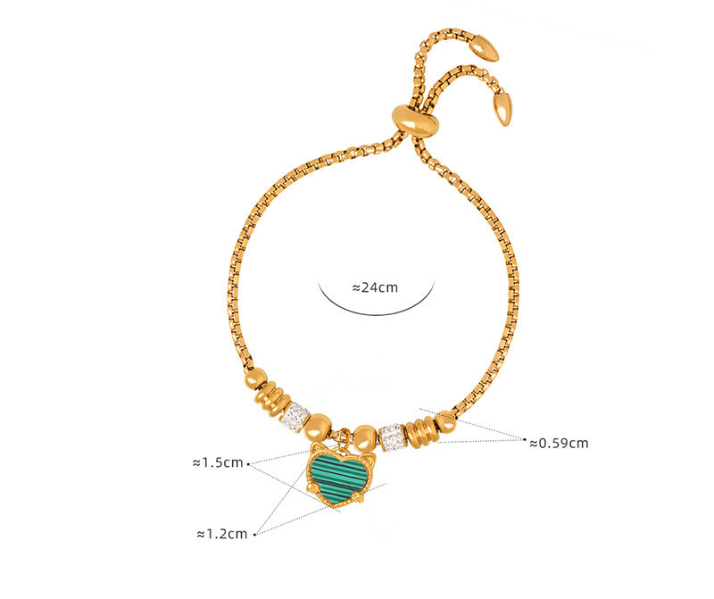 18K gold exquisite and noble heart-shaped/round/oval/eye/butterfly/ball bead design bracelet