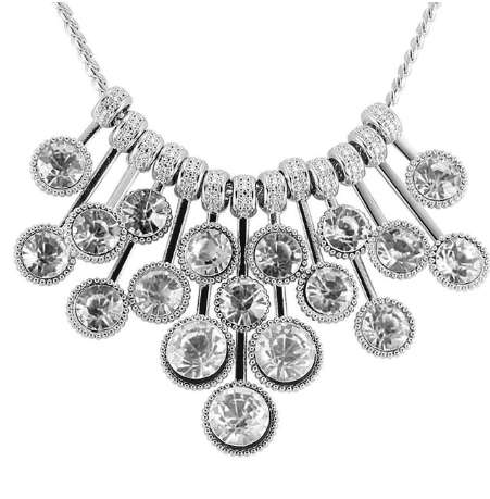 Large Bib Style Costume Bling Rhinestone and Alloy Statement Necklace