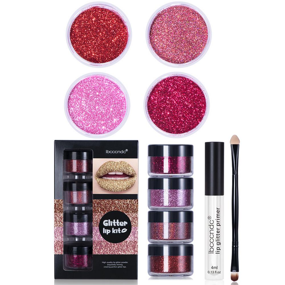 Glitter Lip Liquid Primer and Loose Glitter Sets High Sparkle Liquid Lipstick Lipgloss Cosplay Makeup Sets