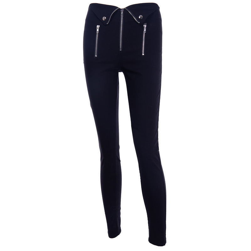 Dark zippered High Waste Skinny Pants