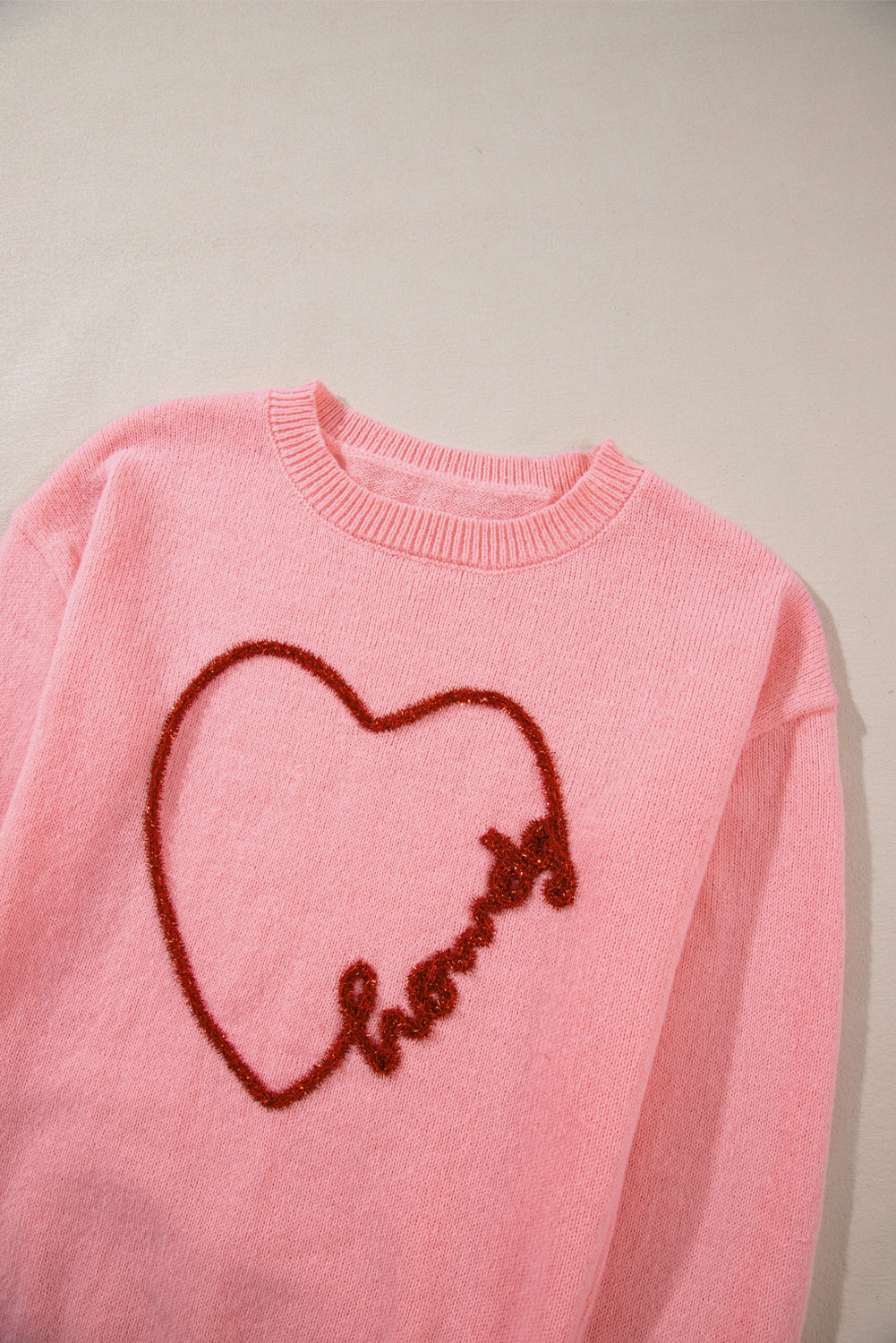 Black Howdy Heart Graphic Round Neck Casual Sweater