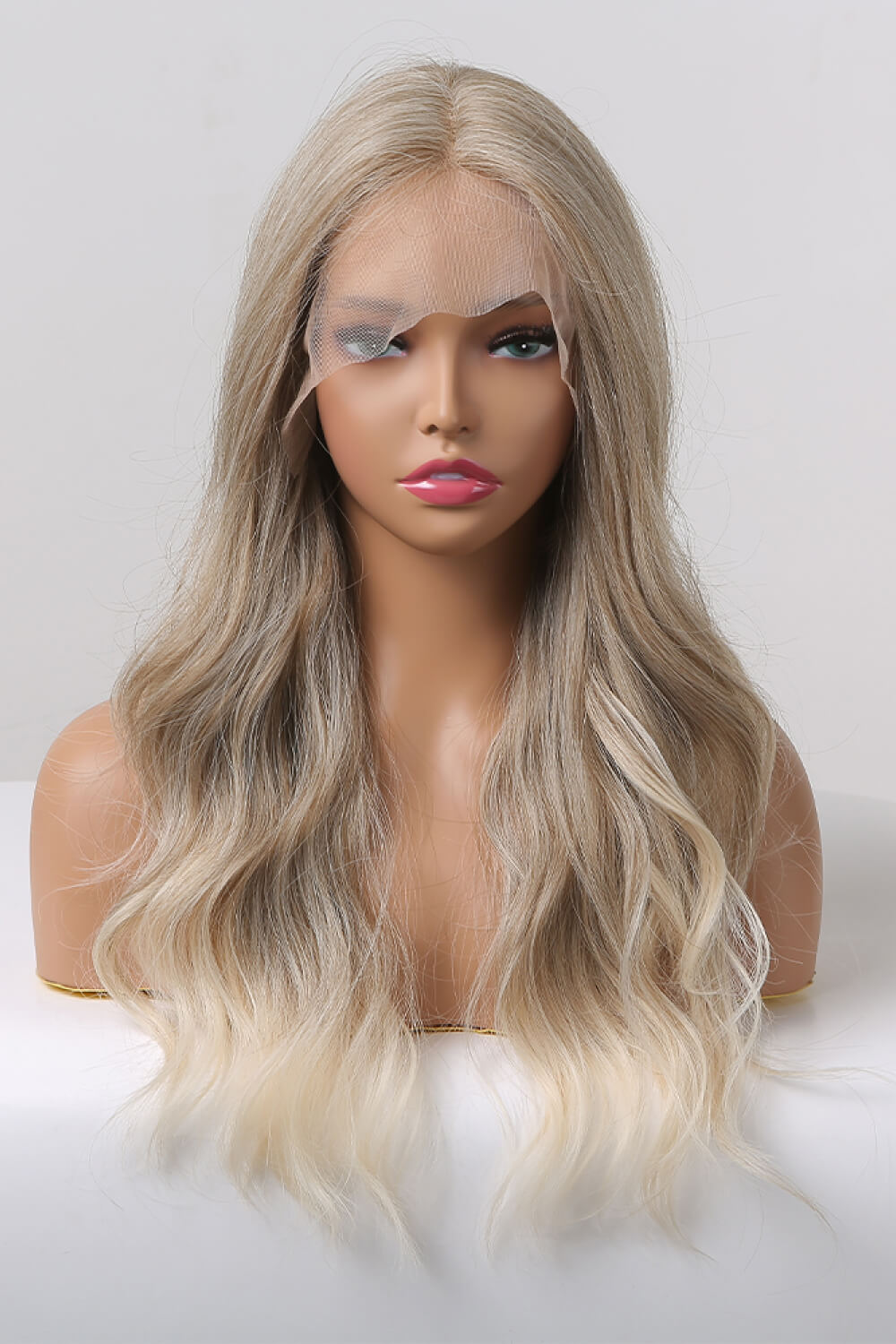 13x2 Lace Front Synthetic Wig – Long Wavy 24-Inch, 150% Density with Medium Blonde Highlights