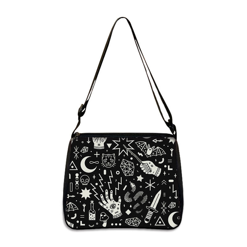 Polyester Shoulder Underarm Goth Witchcraft Cross Body Handbag Various Styles