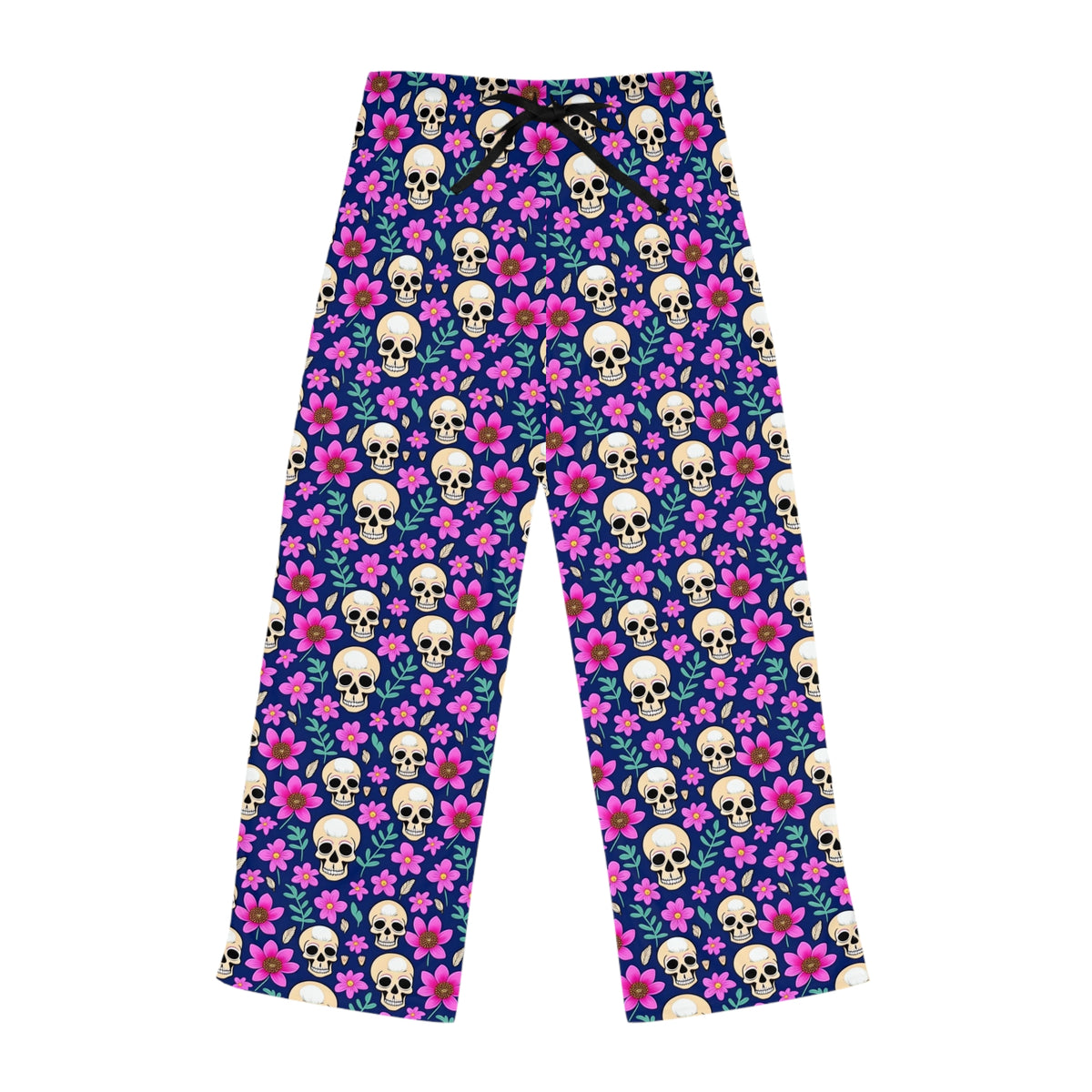 Floral Skull All Over Print Women's Pajama Pants