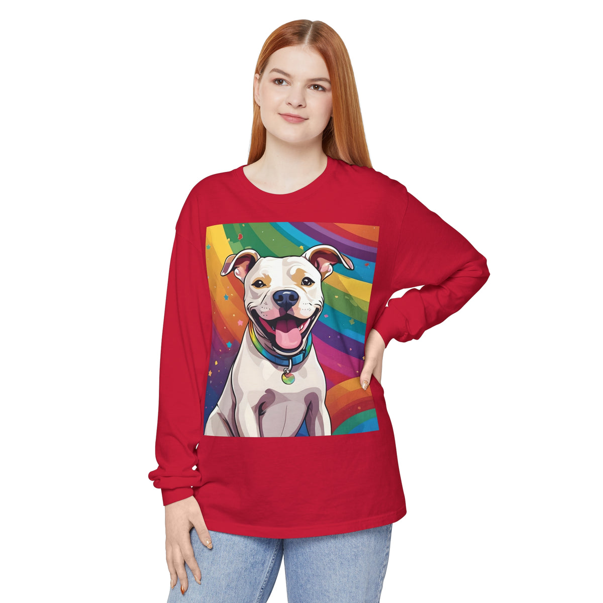 Prideful Pittie 3 Unisex Garment-dyed Long Sleeve T-Shirt