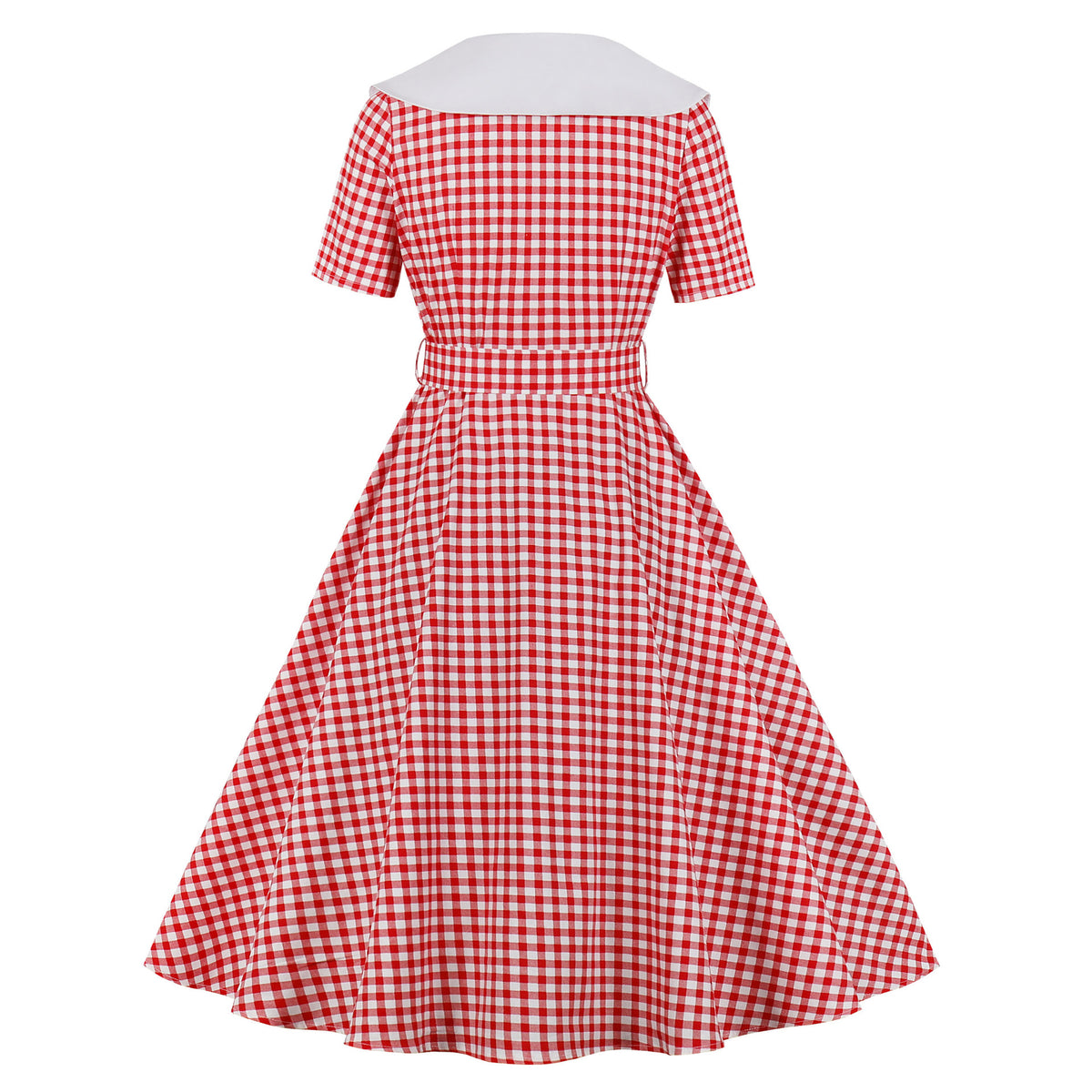 Beauty In a Bib Polka Dotted Bib Collar Retro Swing Dress