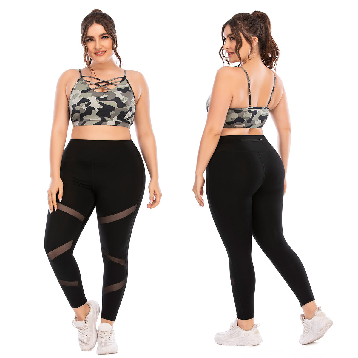 Plus Size Fitness Wear Activewear Tops and Bottoms Sports Bra Tops and Leggings