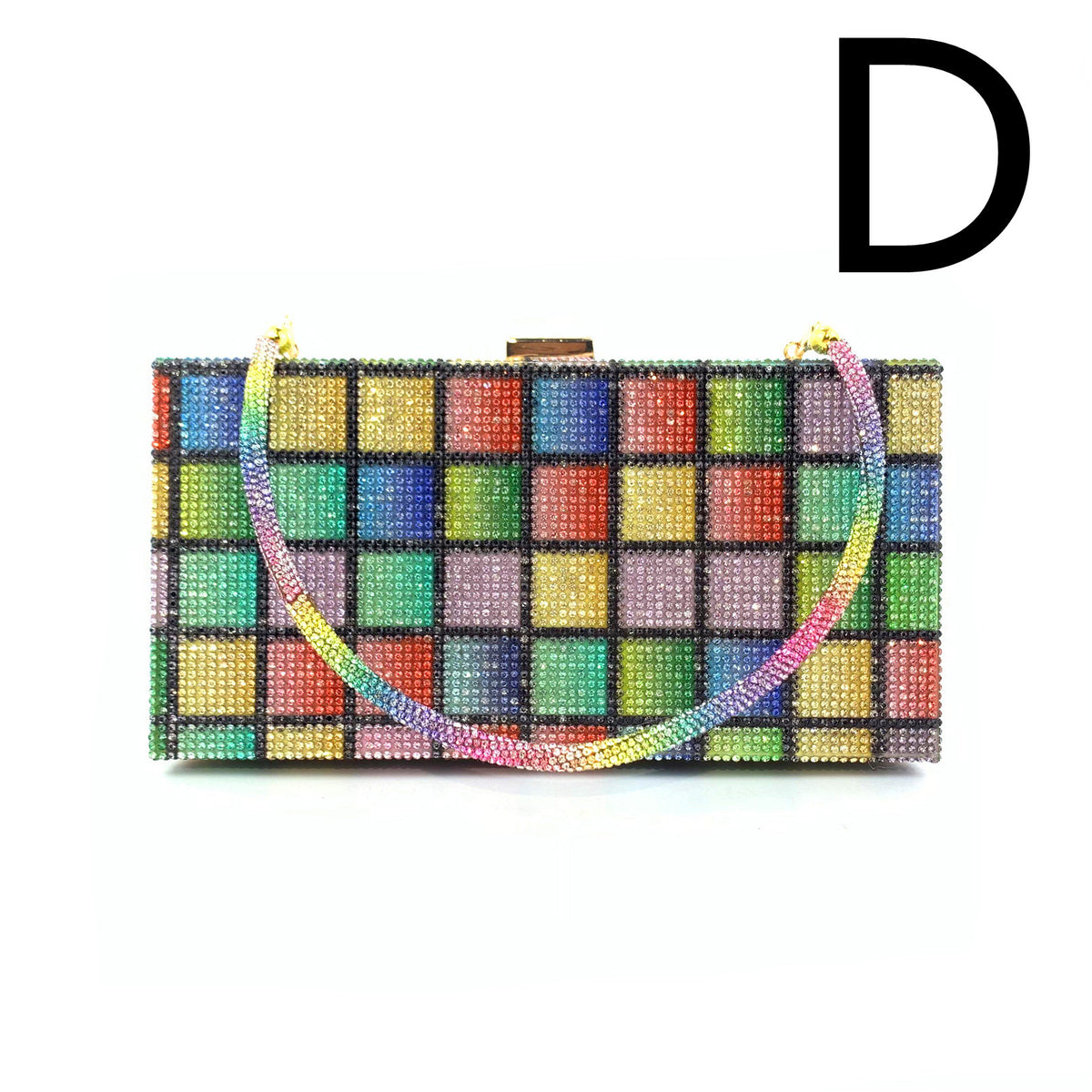 Hot Rhinestone Rainbow Dinner Clutch