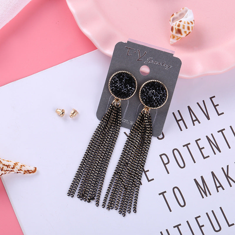 Trendy Black Tassel Boho Wild Statement Earrings