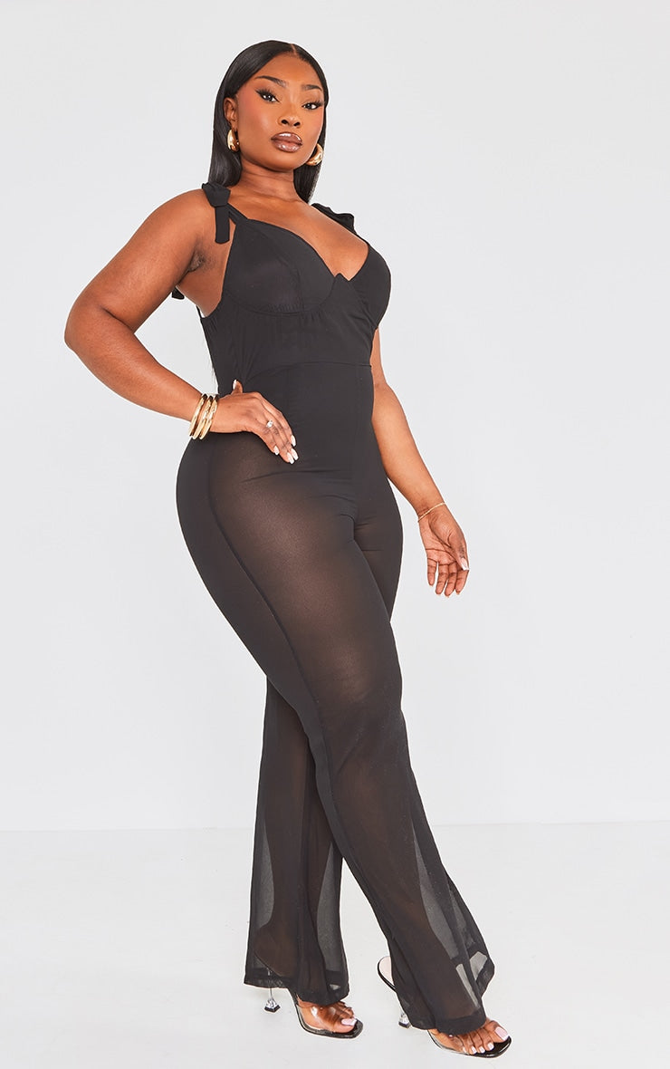 Plus Black Underwire Detail Jumpsuit