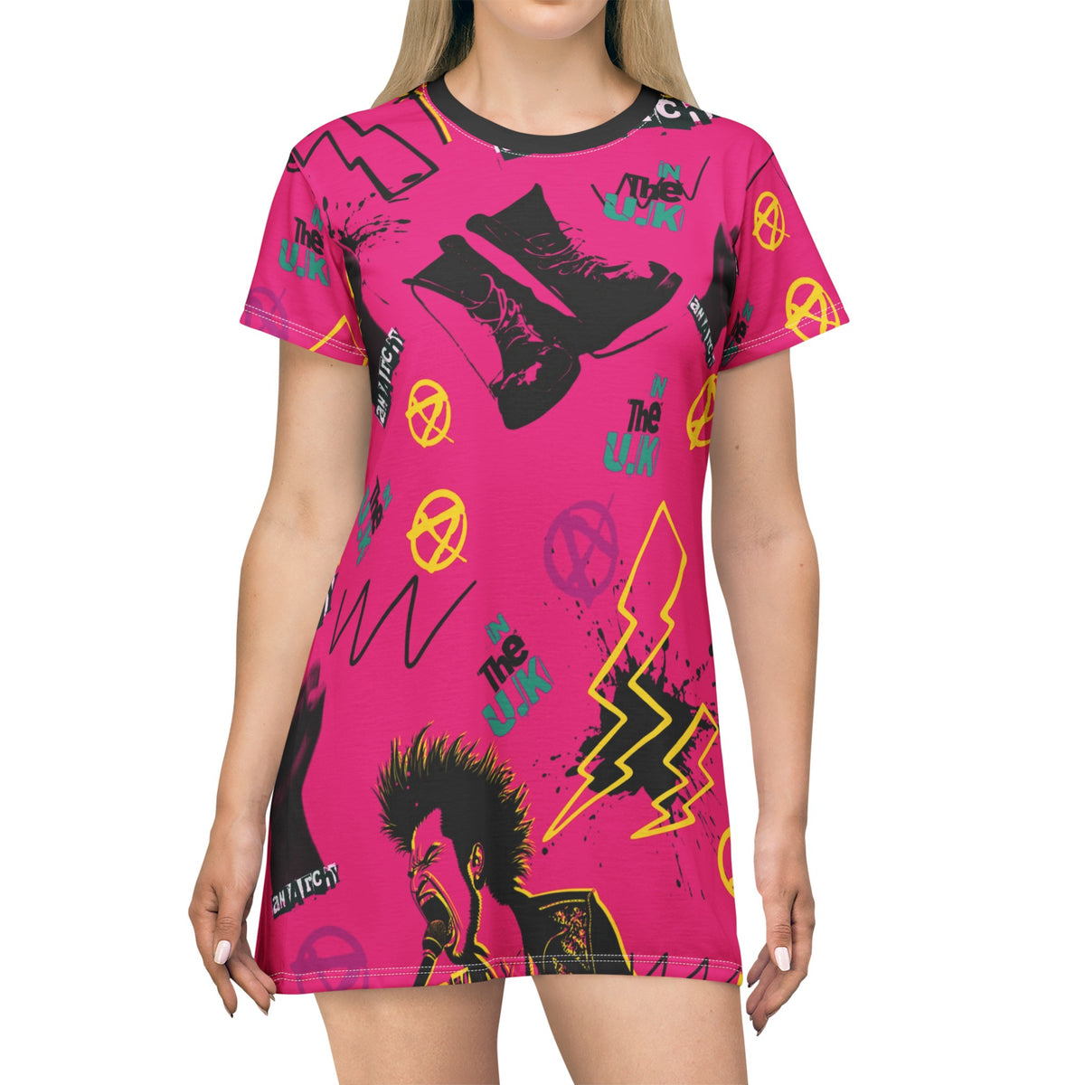 Anarchy in Pink in The UK - T-Shirt Dress (AOP)