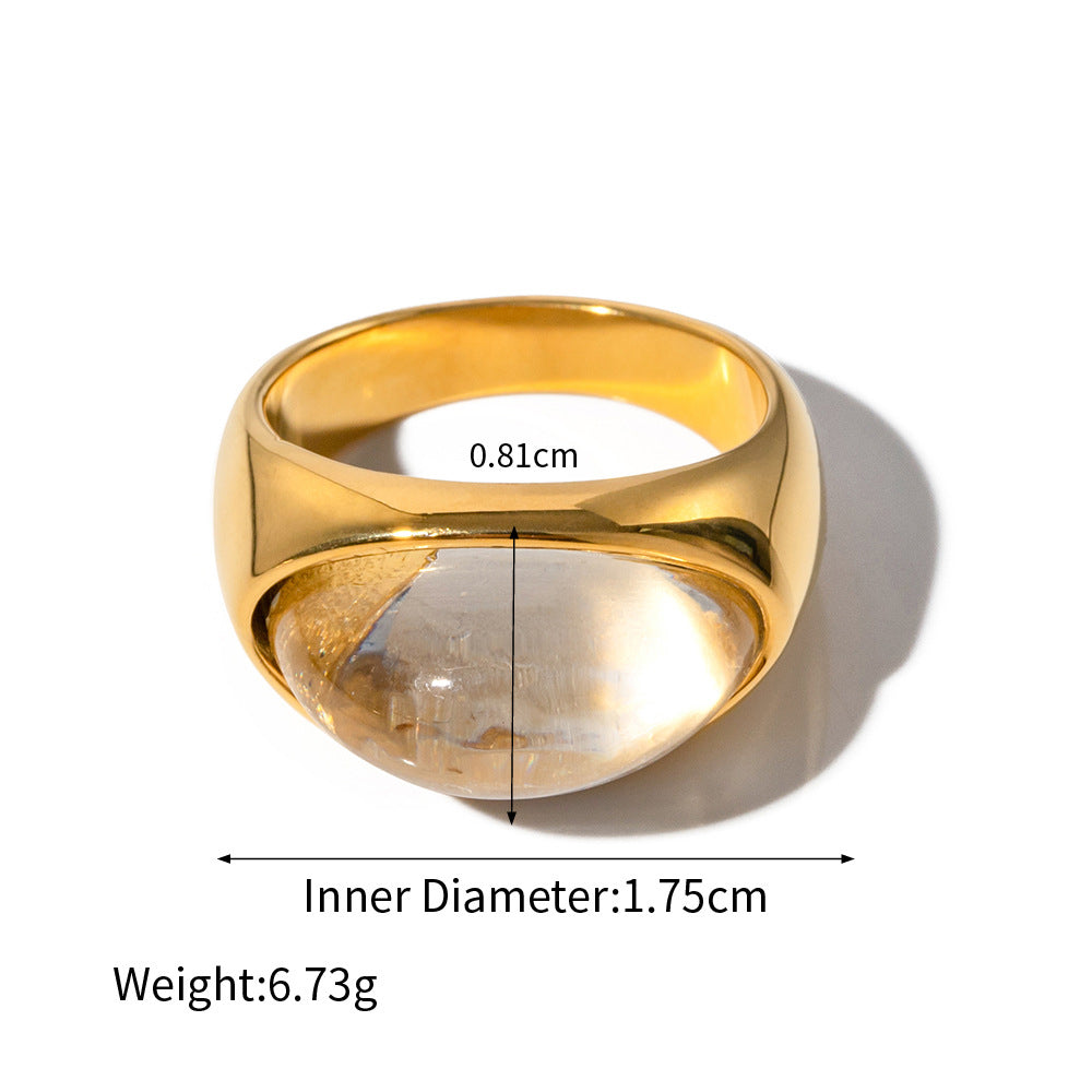 18k gold classic fashion inlaid gemstone design simple style ring