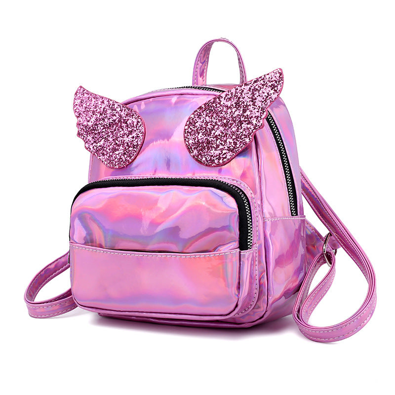 Cute Laser Holographic Backpack with Glitter Angle Wings