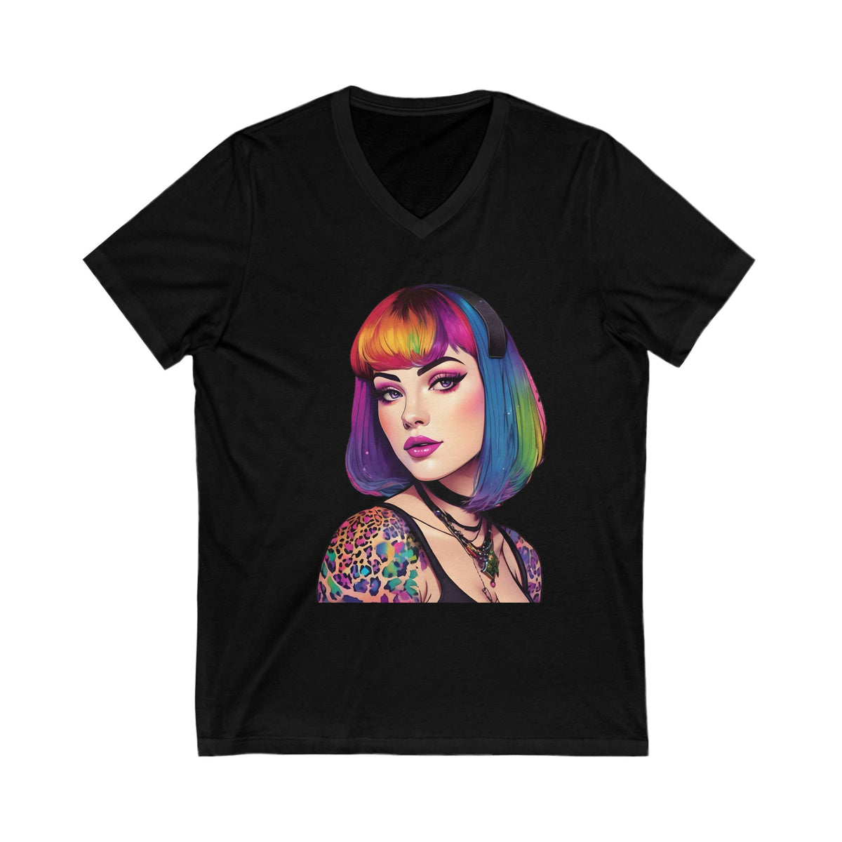 Rainbow Bob Babe Unisex Jersey Short Sleeve V-Neck Tee