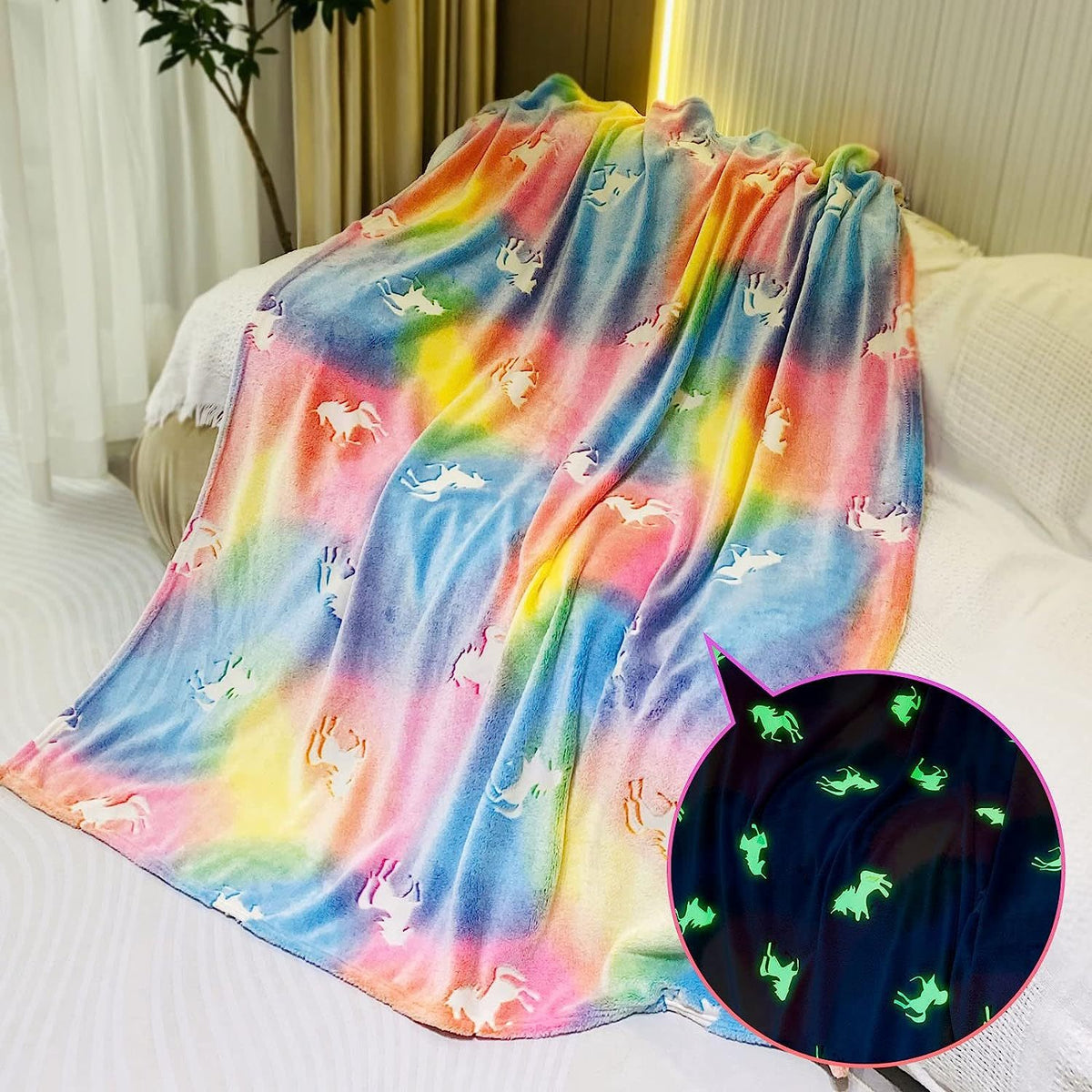 Glow In The Dark Unicorn Ultra Plush Large Soft Throw Blanket