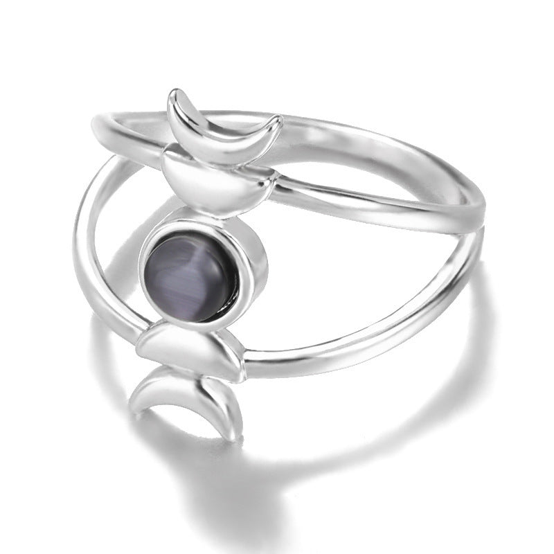 Sterling Moon Phases Rotating Ring Adjustable