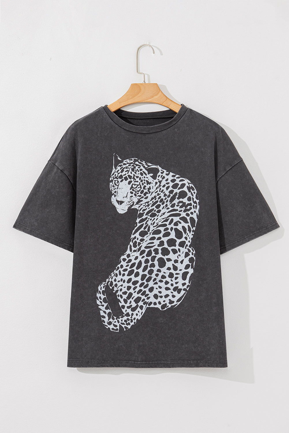 Cheetah Mineral Wash Round Neck Half Sleeve T-Shirt