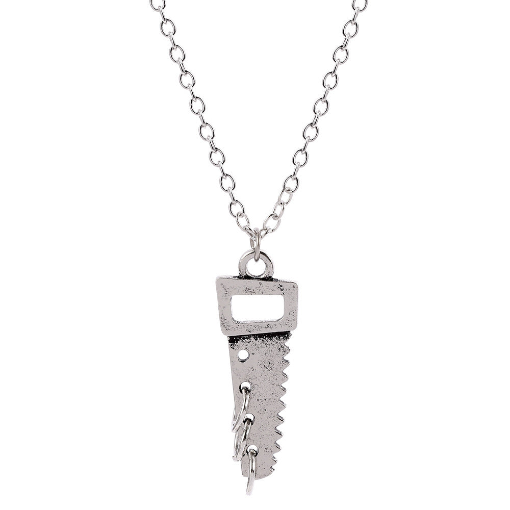 Streetwear Dark Charm Hand Saw Punk Style Necklace