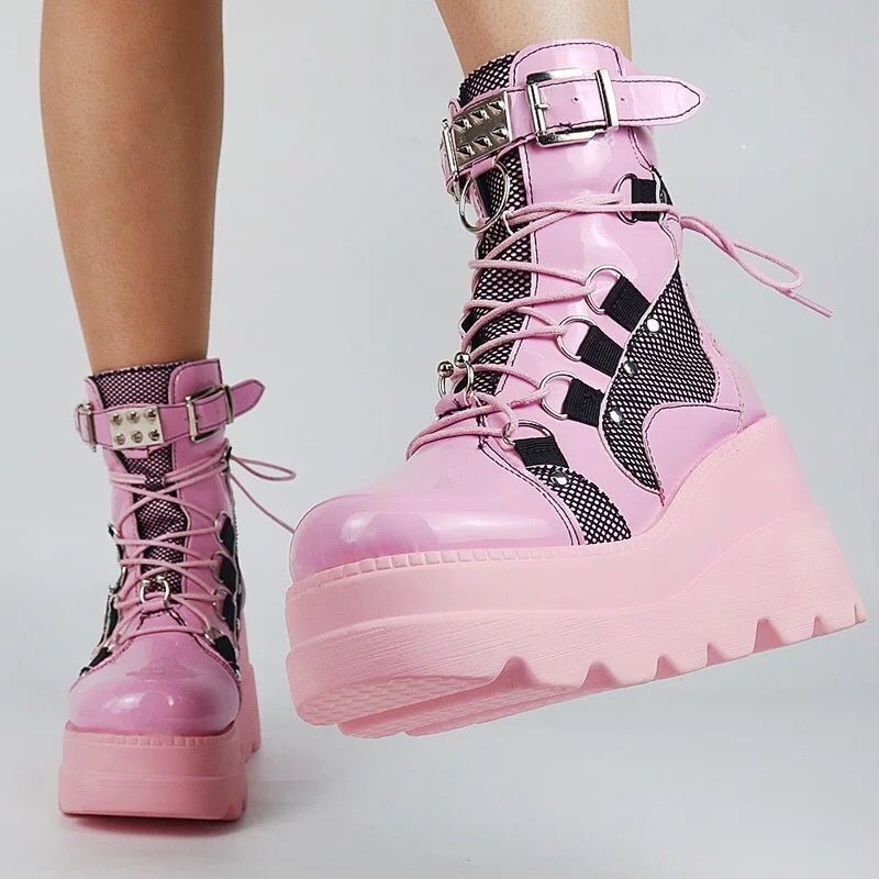 Platform Gothic Ankle Chunky Pastel Goth Boots