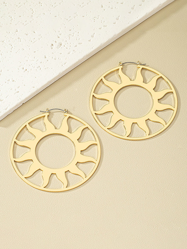 Hollow Solid Color Sun Earrings