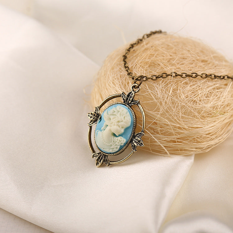 Alloy Gemstone Cameo Inspired Necklace