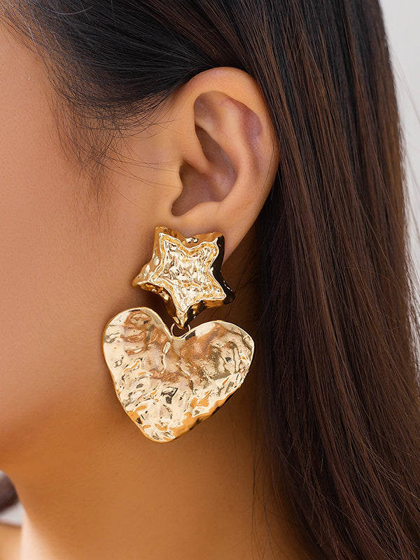 Normcore Heart Shape Solid Color Star Shape Earrings Accessories