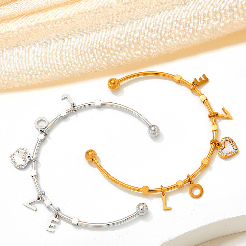 18K Gold Exquisite Fashion LOVE Matching Heart Design Bracelet