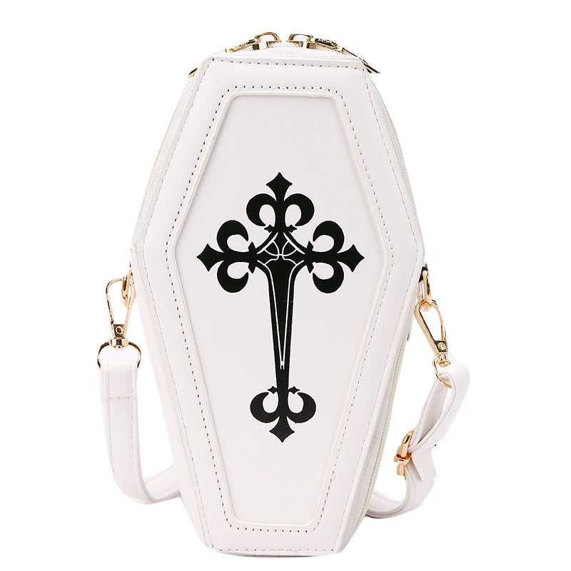 Retro Dark Personality Cross Coffin Female Tide Pu Messenger Shoulder Bag