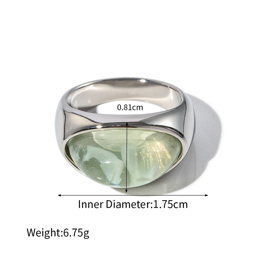 18k gold classic fashion inlaid gemstone design simple style ring