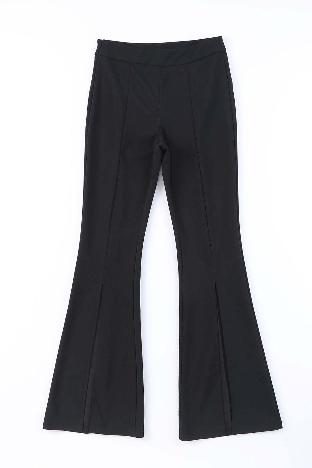 Black Split Hem High Waist Slim Fit Pants