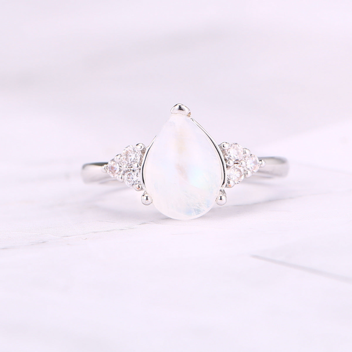 Natural Semi-Precious Moonstone Ring Simple