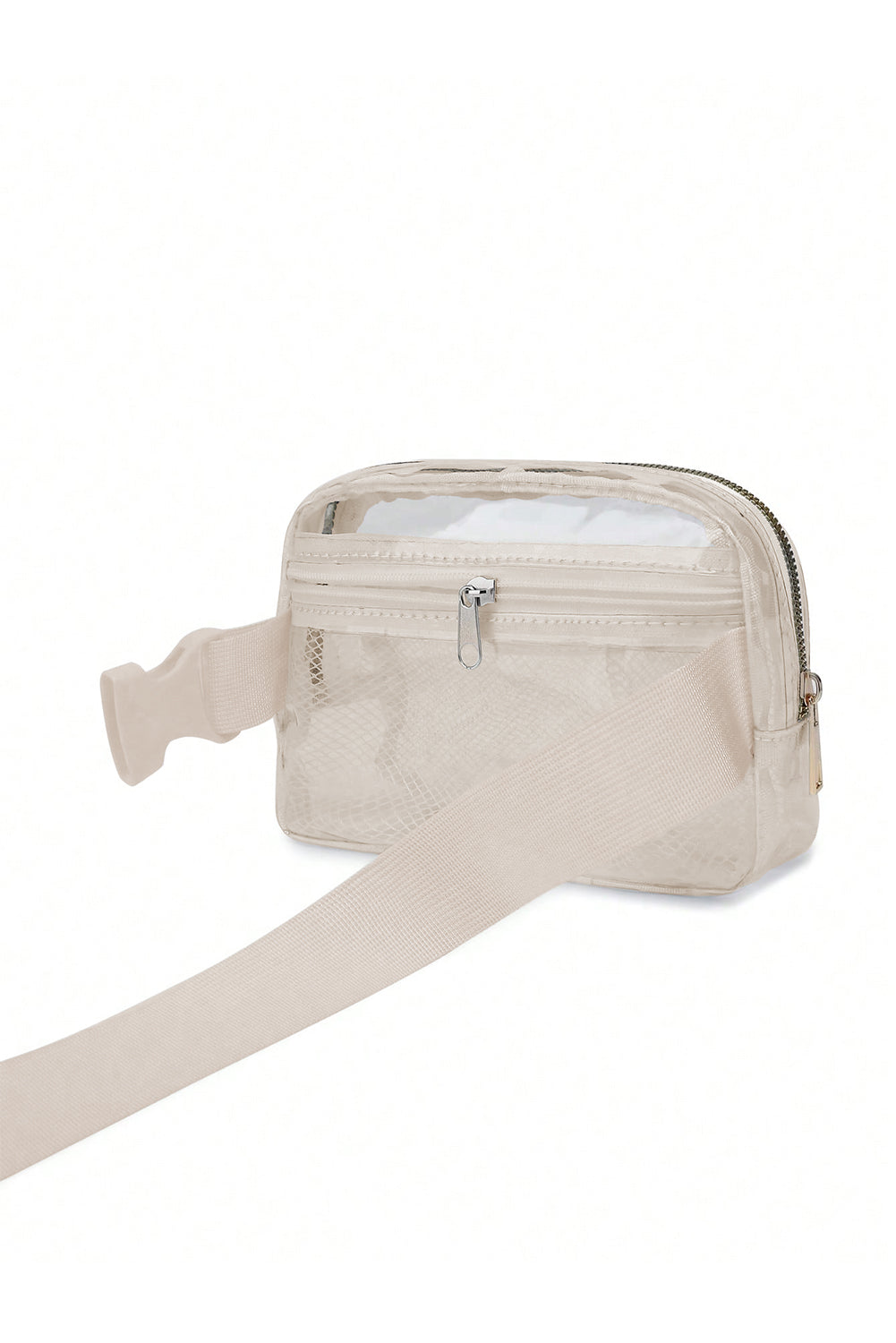 Dark Grey Adjustable Straps Zipper Clear Waist Bag