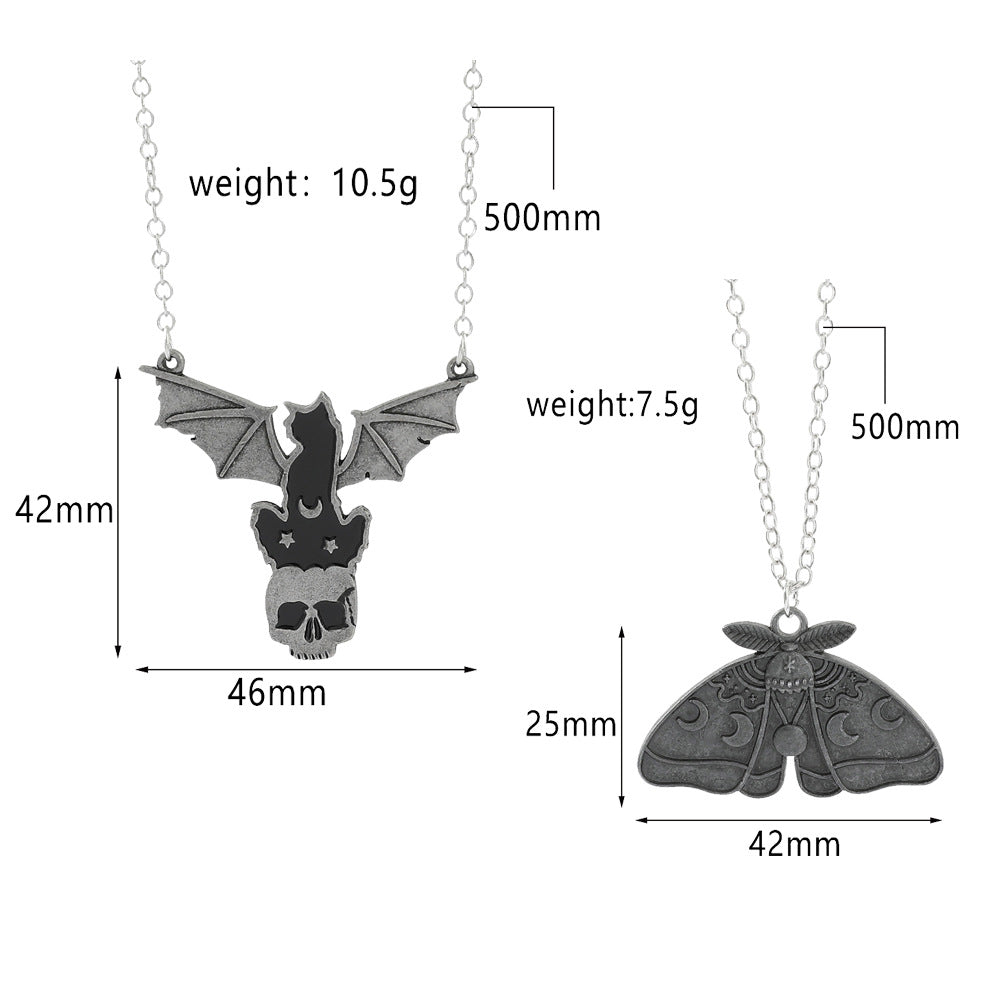 Halloween Dark Butterfly Skull Necklace