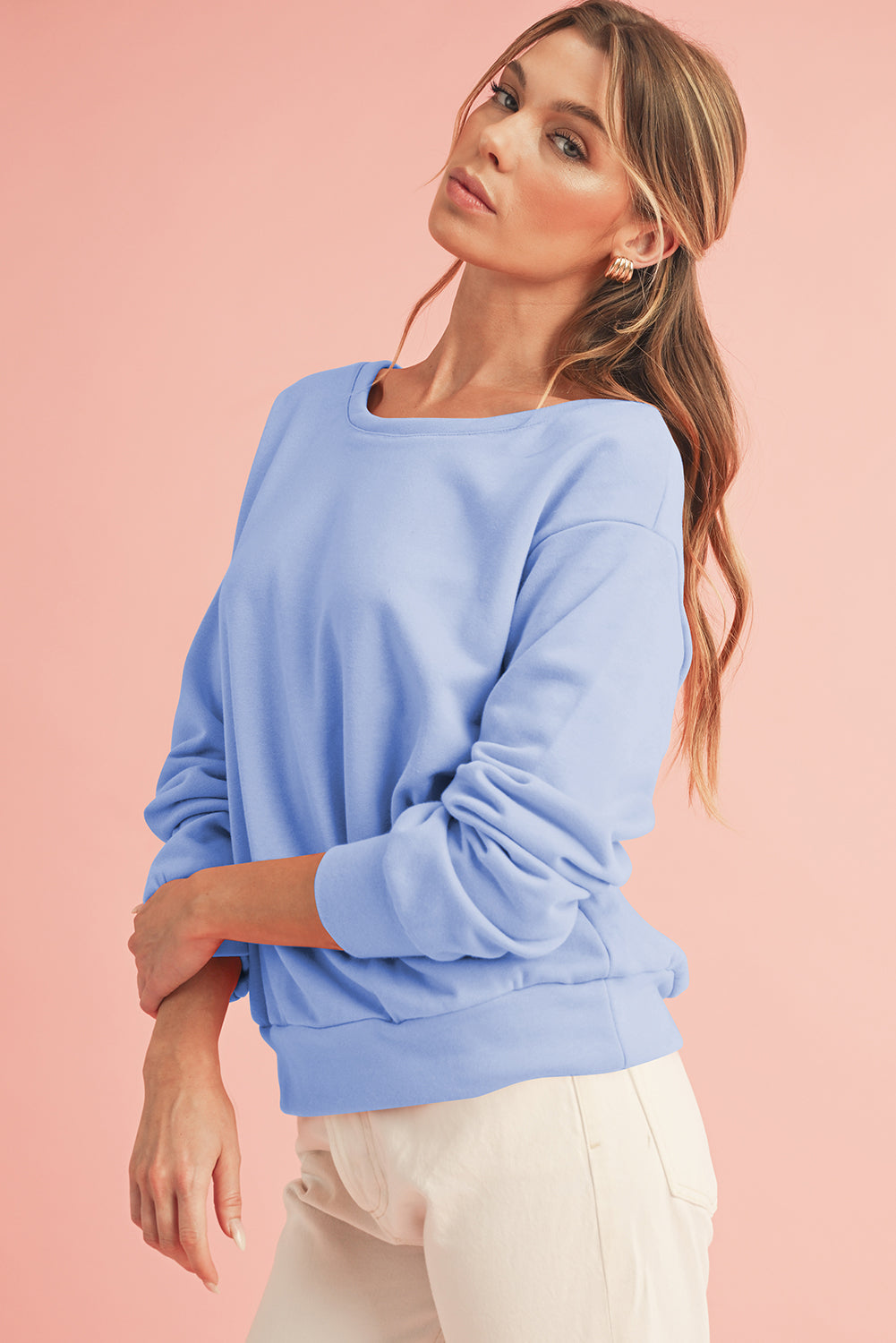 Pale Chestnut Bowknot Dewback Round Neck Sweatshirt