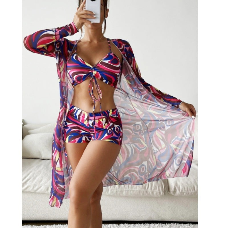 Women's Fashion Printed Sports Bra and Shorts Loungewear Set