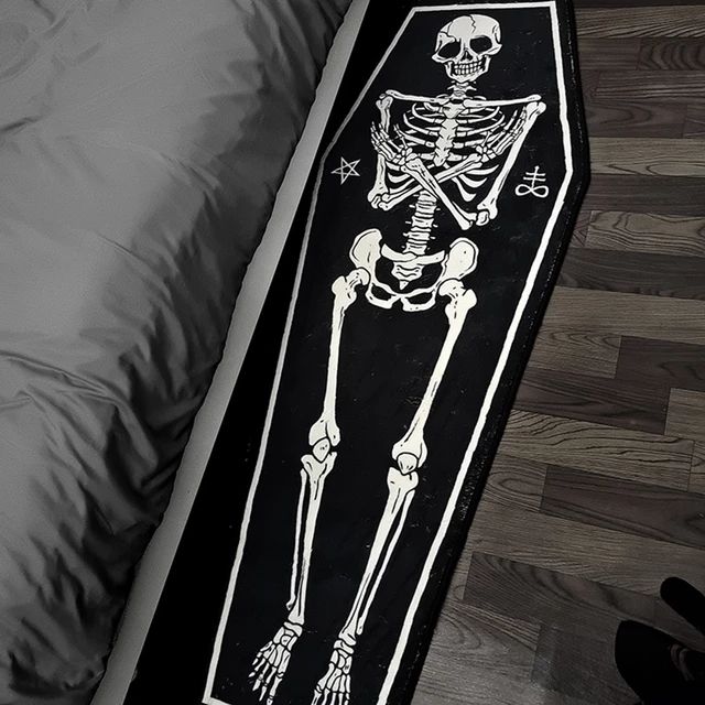 RIP Skeleton Goth Graphic Print Rugs Various Styles