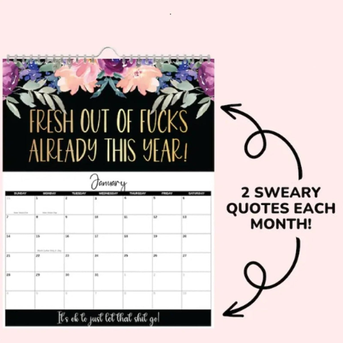 2025 Funny Calendar for Tired-Ass Women – 12 Months of Cuss Word Sayings, Unique Wall Calendar, New Year Gift