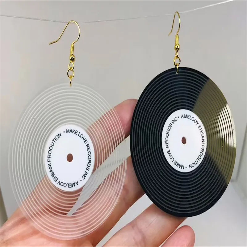 Vinyl Earrings, Phonograph Record Earrings, Disc Earrings, Acrylic Earrings, Retro Disc Earrings, DJ Gift, Hip hop Earring