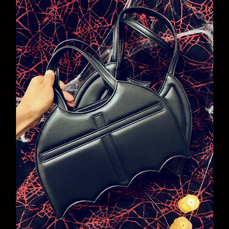 Goth Dark Style Bat Shape Women Handbag and Purse Halloween Party Lolita Girls Black Hand Bags Punk Designer Animal Clutch