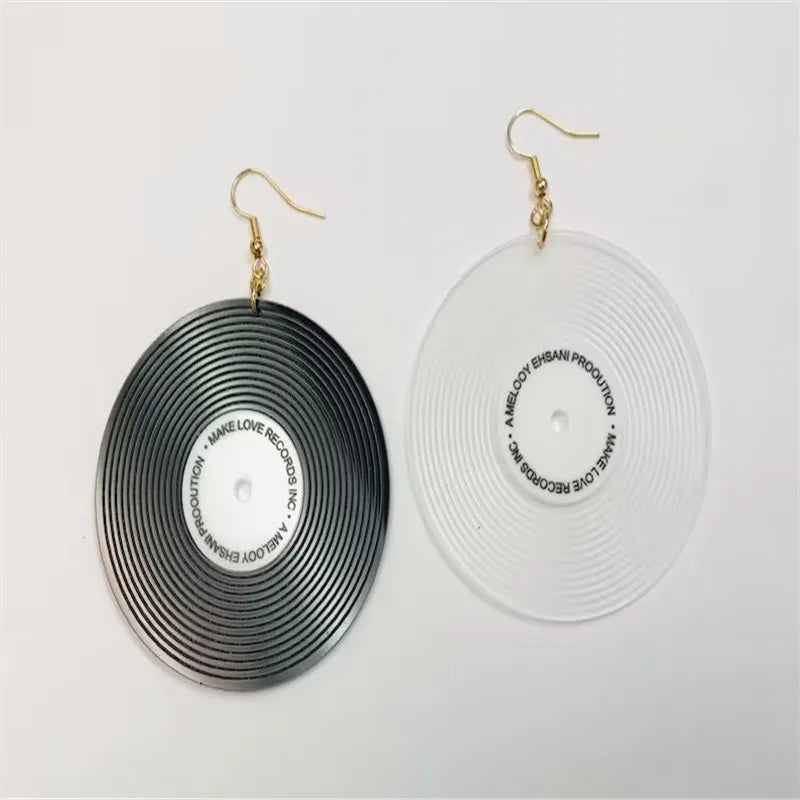 Vinyl Earrings, Phonograph Record Earrings, Disc Earrings, Acrylic Earrings, Retro Disc Earrings, DJ Gift, Hip hop Earring