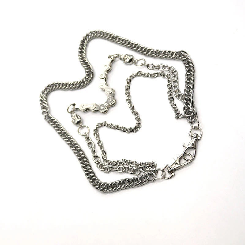 Silver Punk Waist Chain Belt for Men - Cool Rock Metal Jeans Chain