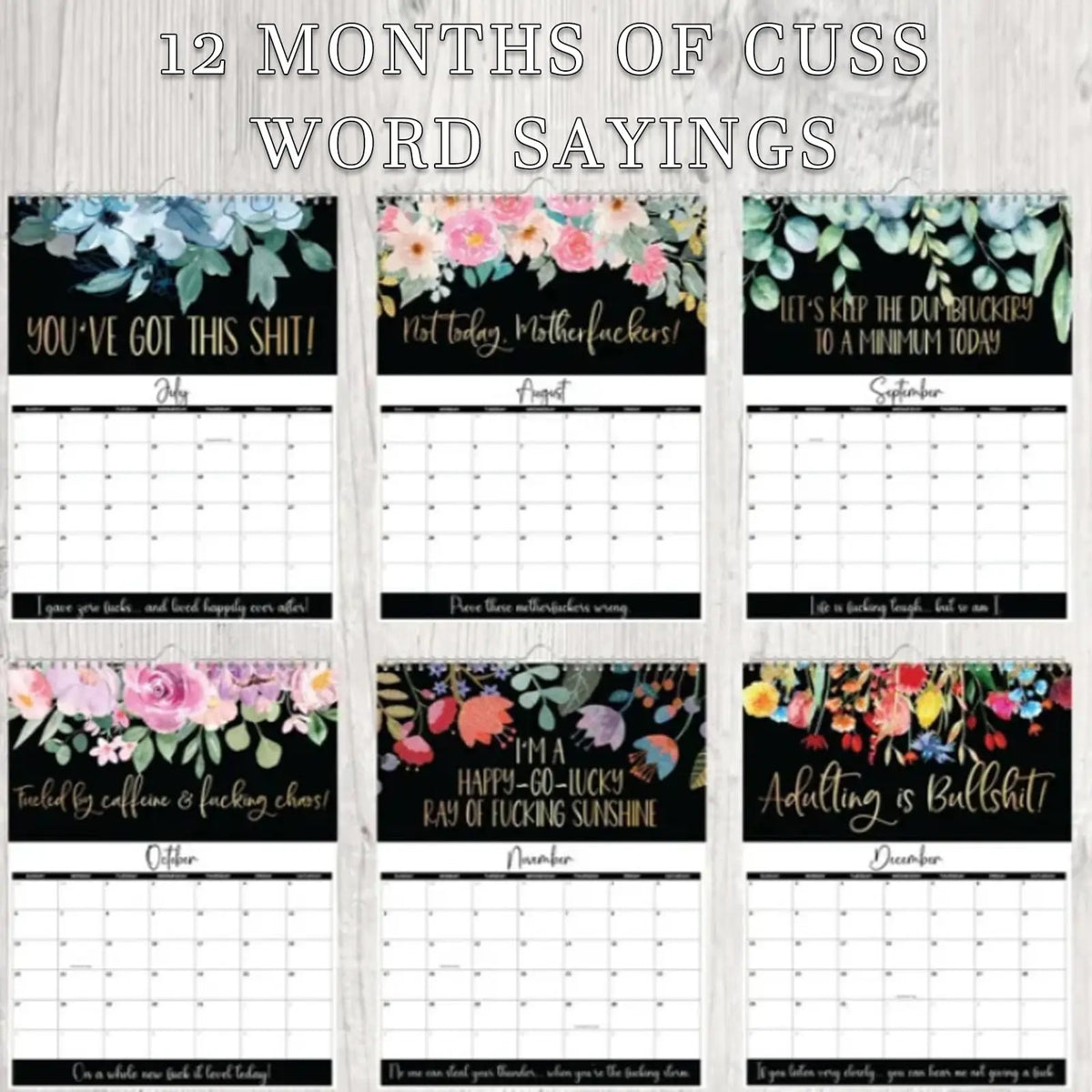 2025 Funny Calendar for Tired-Ass Women – 12 Months of Cuss Word Sayings, Unique Wall Calendar, New Year Gift